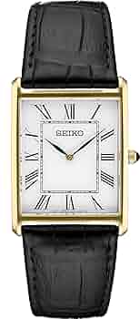 【新品電池　稼働品】SEIKO 腕時計 スクエア　ゴールド　ブラックレザー 稼働 SEIKO 腕時計 スクエア ゴールド クラシカル 新品レザー