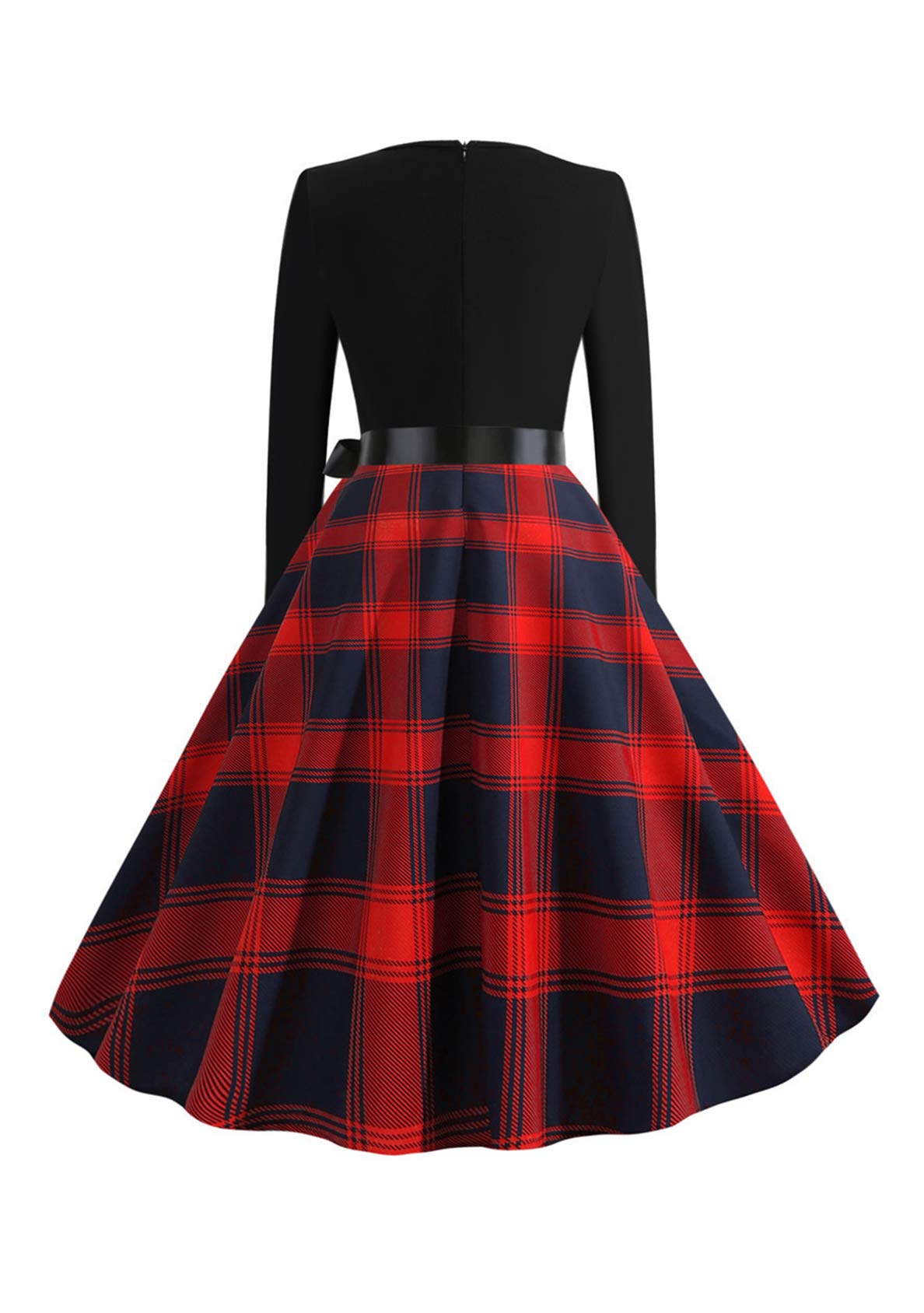 Abito da Cocktail Vintage retrò a Maniche Lunghe da Donna Abiti Stile Hepburn Abiti Vintage retrò Rockabilly