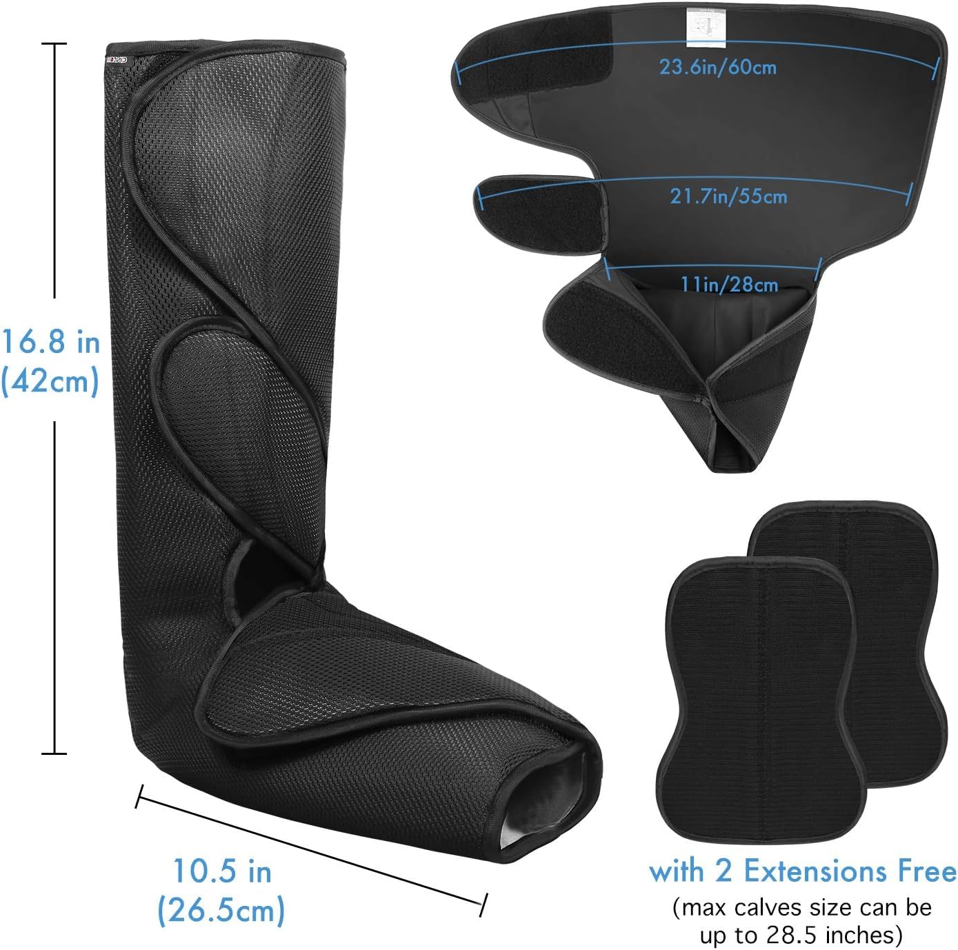 CINCOM Leg Massager,Leg Compression Massager for Circulation and Pain Relief Air Compression Foot Corded Electric Calf Thigh Massager with Handheld Controller(Calf & Foot),Black 3