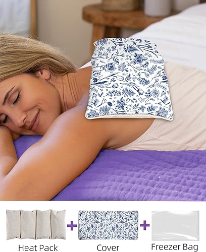Miniatura 6 de Swooflia Almohadilla térmica para microondas para compresas frías y calientes, bolsas de semillas de lino de lavanda, paquete caliente para terapia