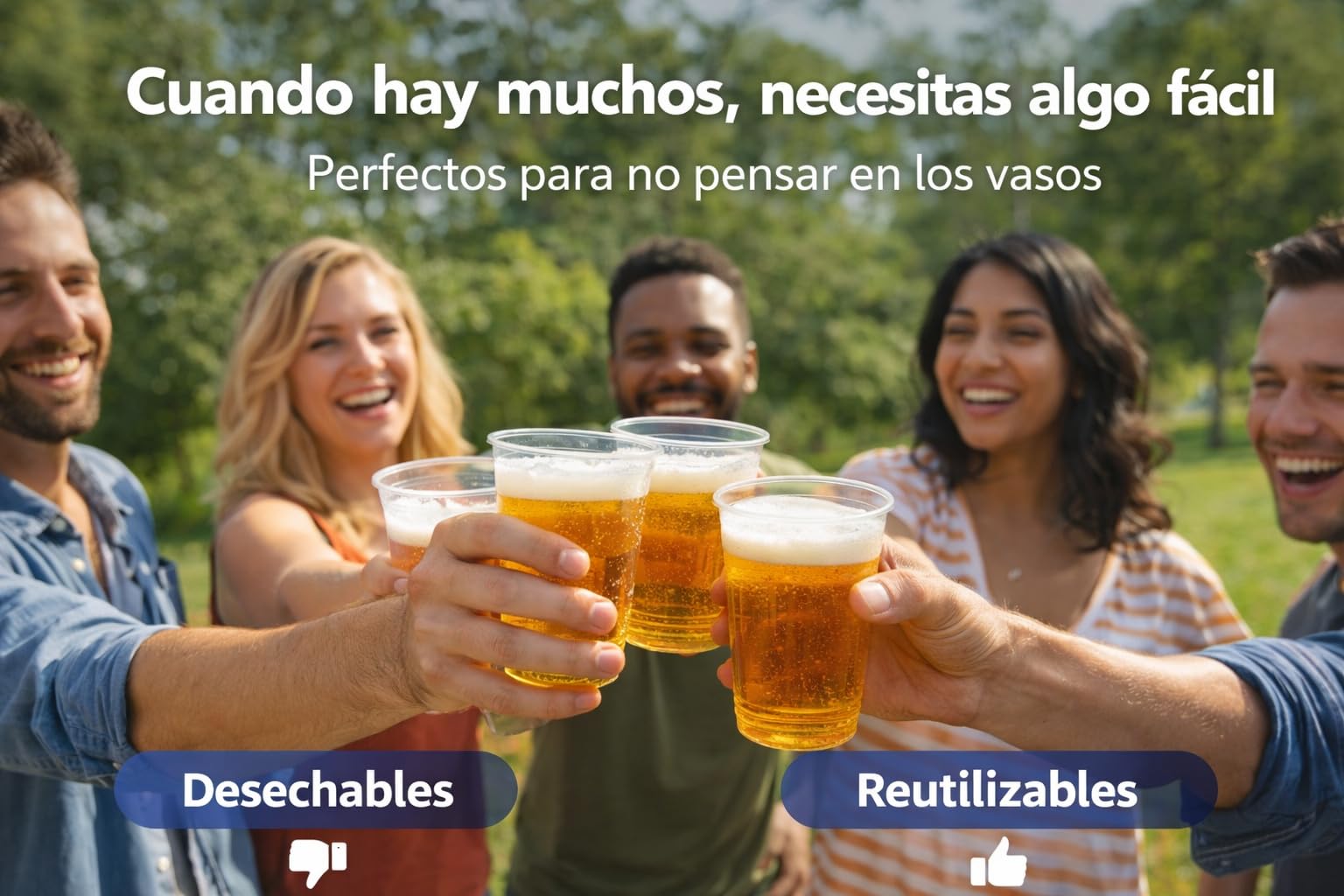 Vasos de Plástico Reutilizables Aptos Lavavajillas (Pack 1250)