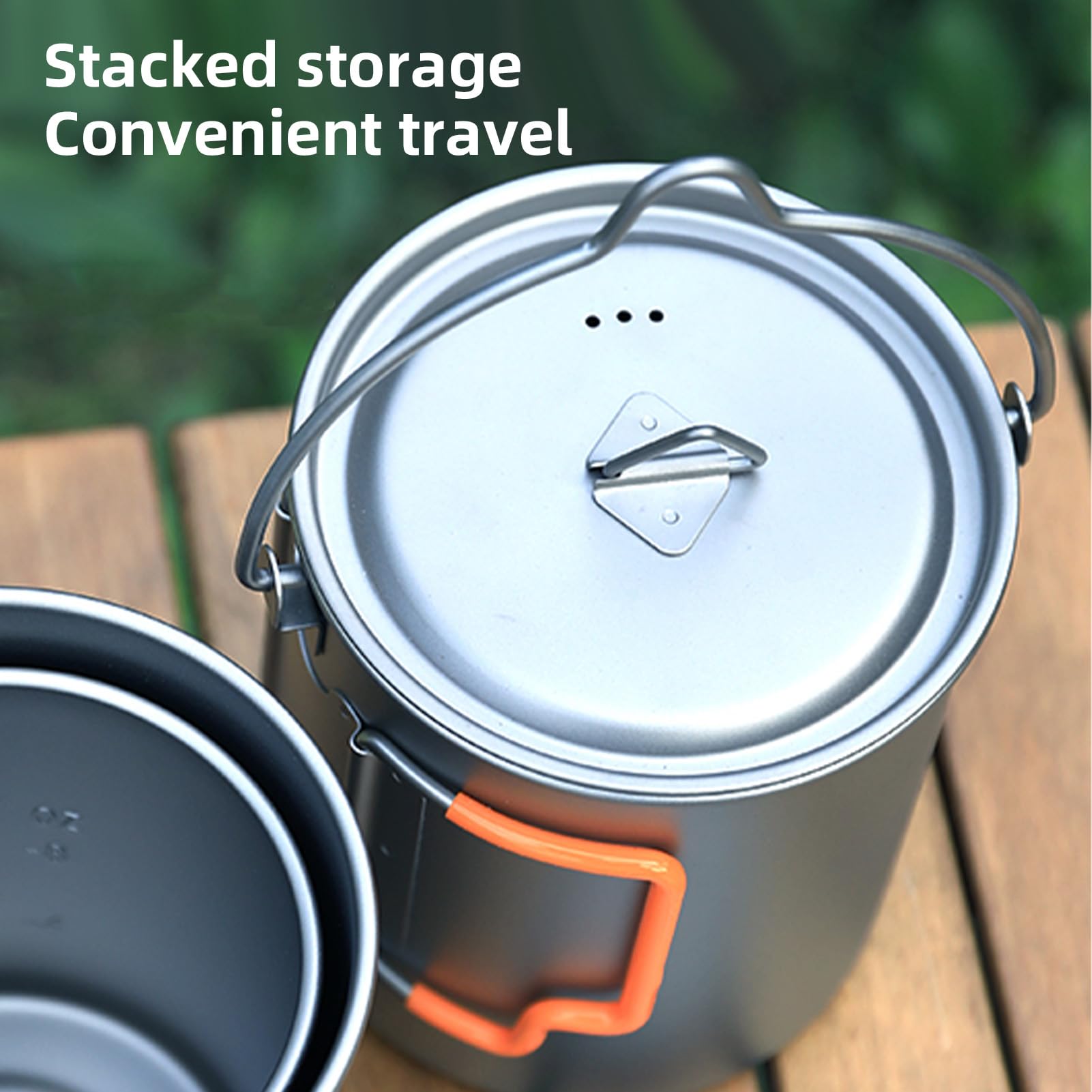 Stapelbare Tassen Camping Cups Travel Cups Faltbares Griff Tragbare Outdoor -Camping- und Reise -Tassen (450 ml Tasse+750 ml Topf)
