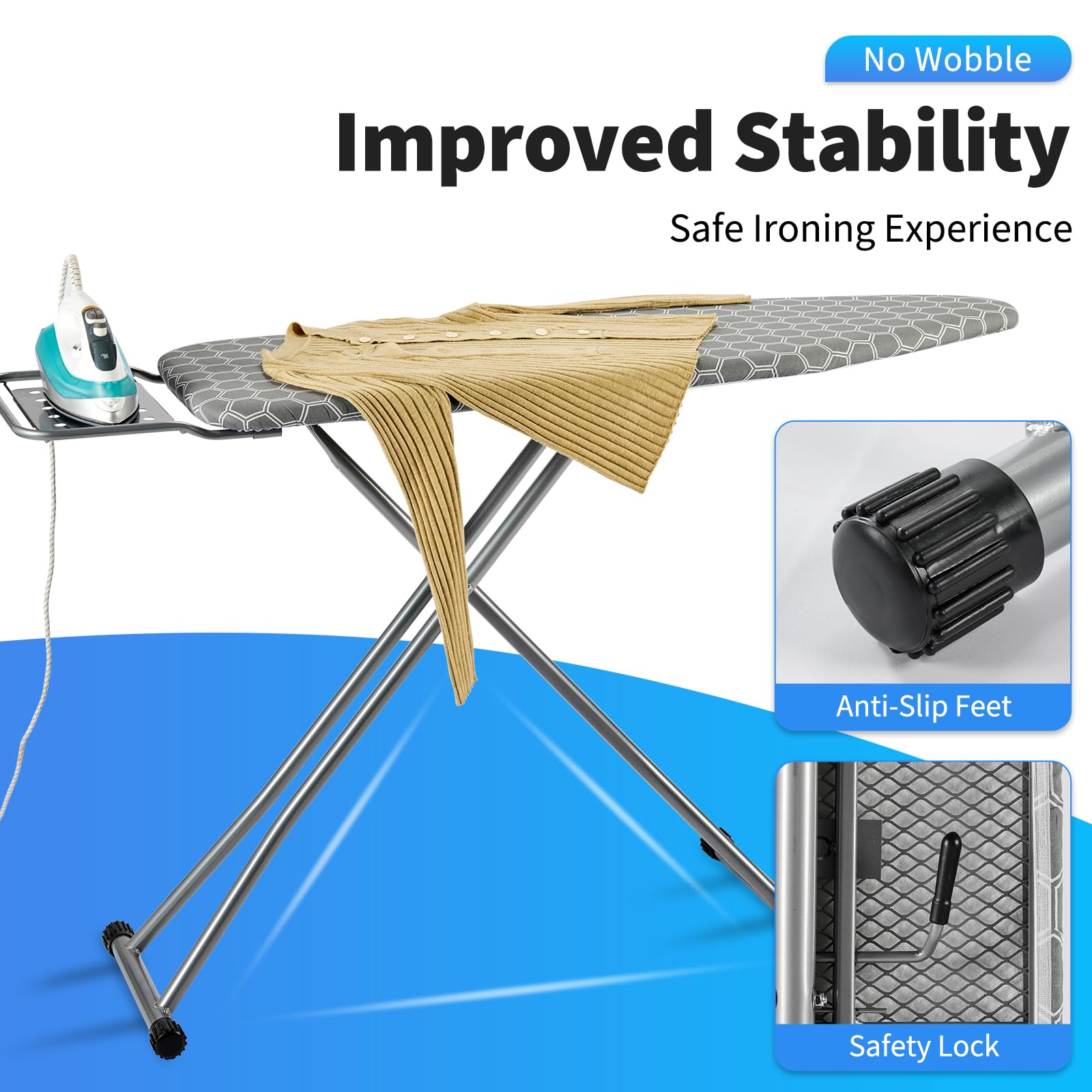 オマケ付き　新品　Rion board KK KINGRACK Ironing Board, Iron Board Full Size with Hanger