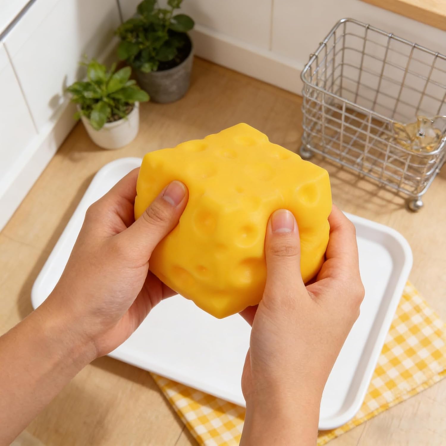 Big Cheese Squishy, Yellow Slow Rising Squishy Toy, 4.5in Giant Cheese Squishy Toy, Jumbo Squishy Cheese Toys for for Adults, Yellow Cute Party Favor