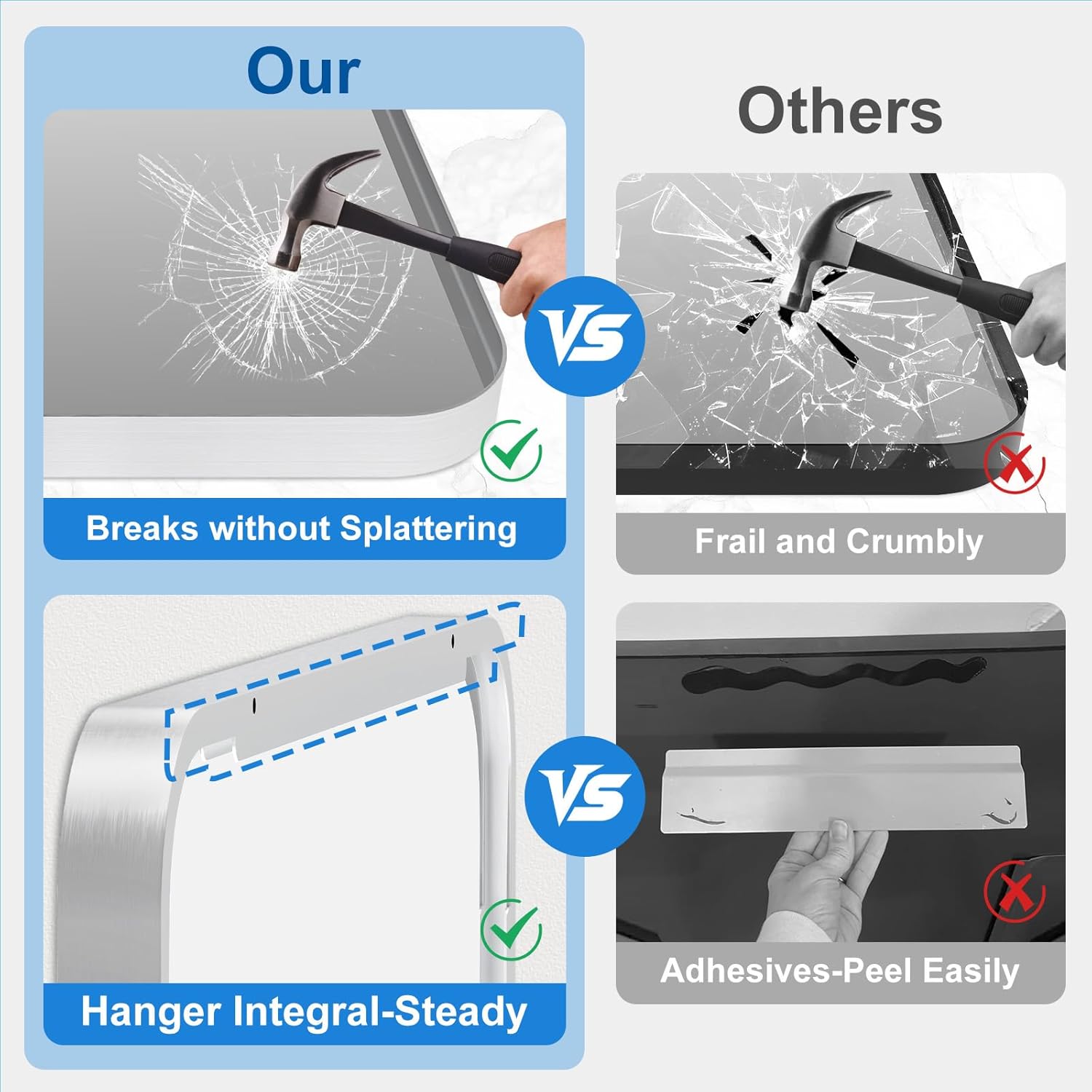 Brushed Nickel Bathroom Mirror for Over Sink, 30" x 40" Framed Rectargular Wall-Mounted Bathroom Mirrors for Vanity, Decorative, Farmhouse, Restroom, Horizontally or Vertically Hanging