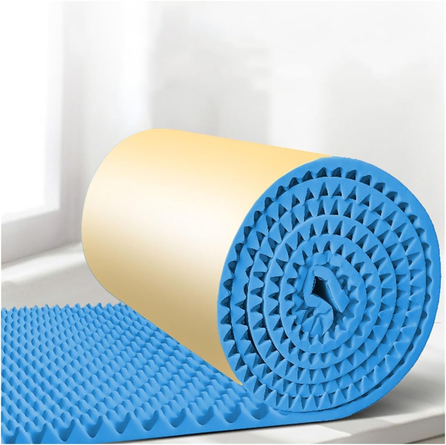 Schiuma fonoassorbente for Isolamento Acustico da 5 m/Rotolo, Tappetino Acustico Autoadesivo da Studio Spesso 5 cm, Cotone fonoisolante ignifugo con cancellazione del Rumore(Blue,10m)