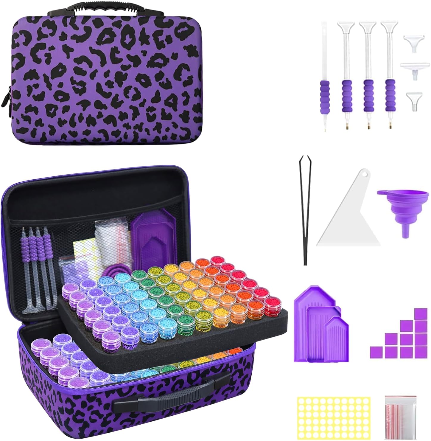 ZORETCO Diamond Painting Storage Box, 120 Slots Bead Storage Containers with Tools Kit for Diamond Art Accessories Craft Jewelry Beads Organizer