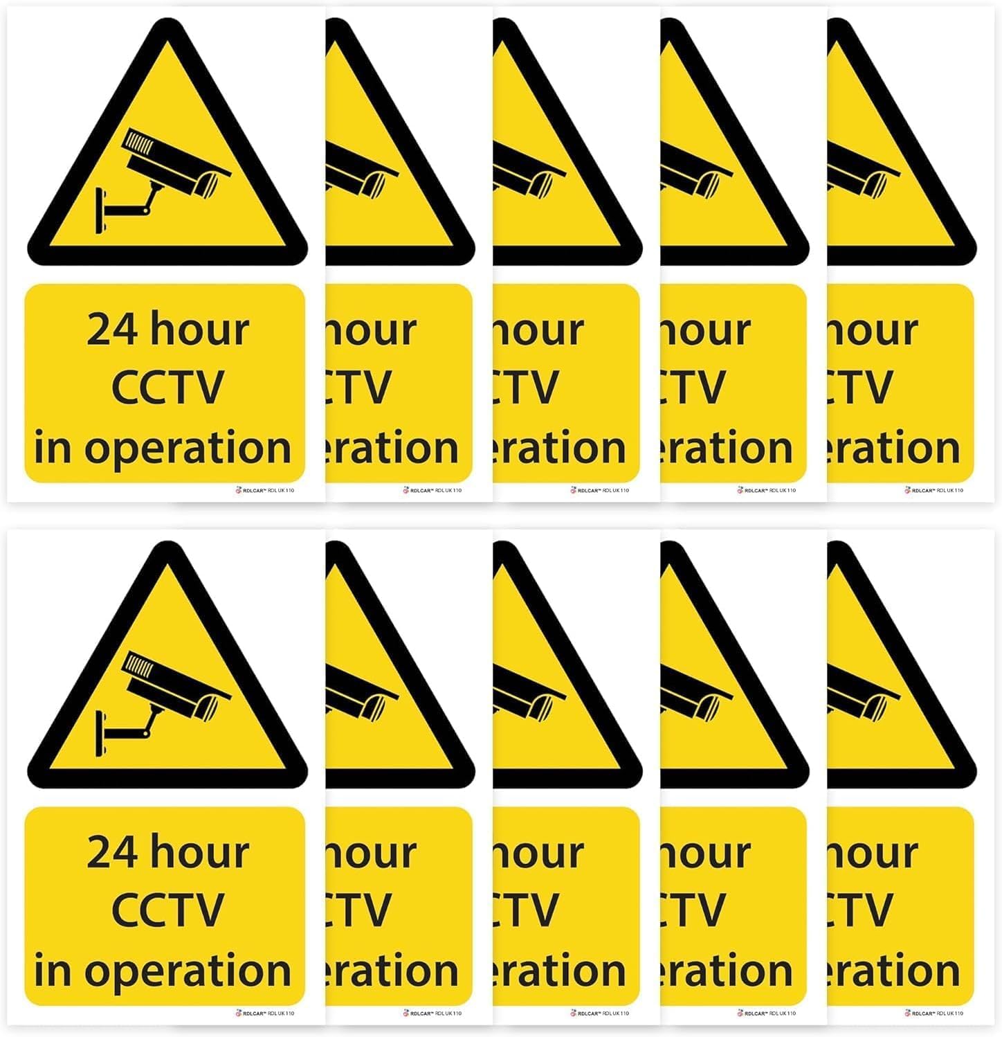 CCTV Sign - Durable and Visible CCTV in Operation Sign - Pack of 10 Essential CCTV Signs - Self Adhesive 90 x 140 Security Measure CCTV Signage Perfect for Outdoor Usage