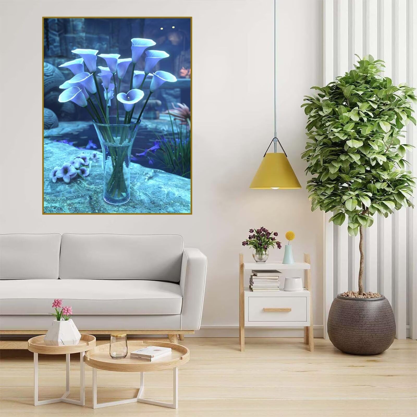 Diamond Painting Lilie Malen Nach Zahlen Erwachsene, 5D Diamant Painting Bilder Blume Diamond-painting Mosaikherstellung Bastelset Kinder ab 6 Jahre, Deko Wohnzimmer, Mädchen Geschenke 70x100cm 6X-883