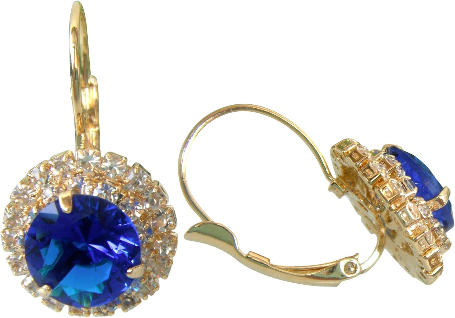 Navachi 18k Gold Plated Multicolor Round Zircon White Crystal Hook Leverback Earrings - Image 3