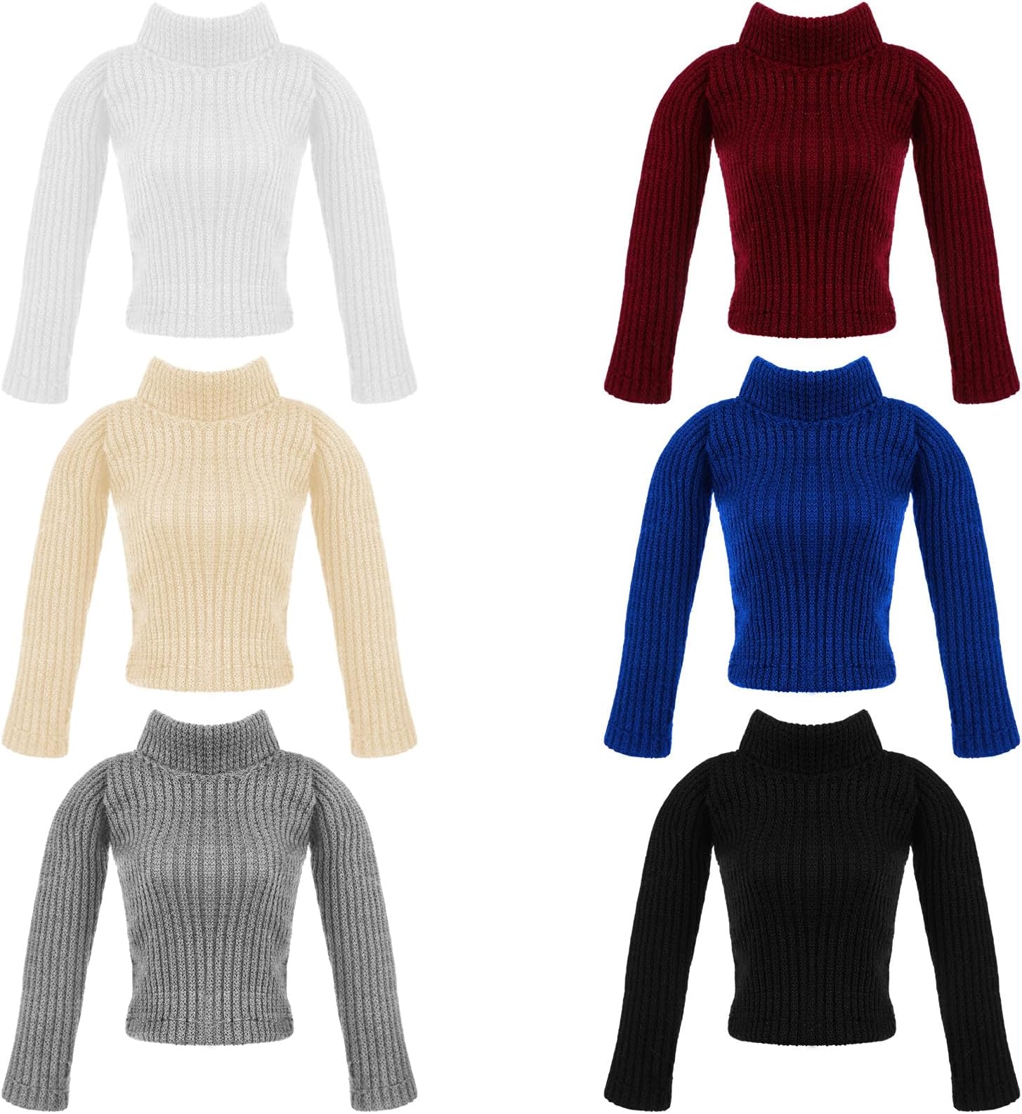 6 Pcs Winter Doll Clothes Doll Sweater Fashion Outfits Long Sleeve Top Clothing for Winter Spring Birthday Gift(Classic Colors,11.8 Inch)