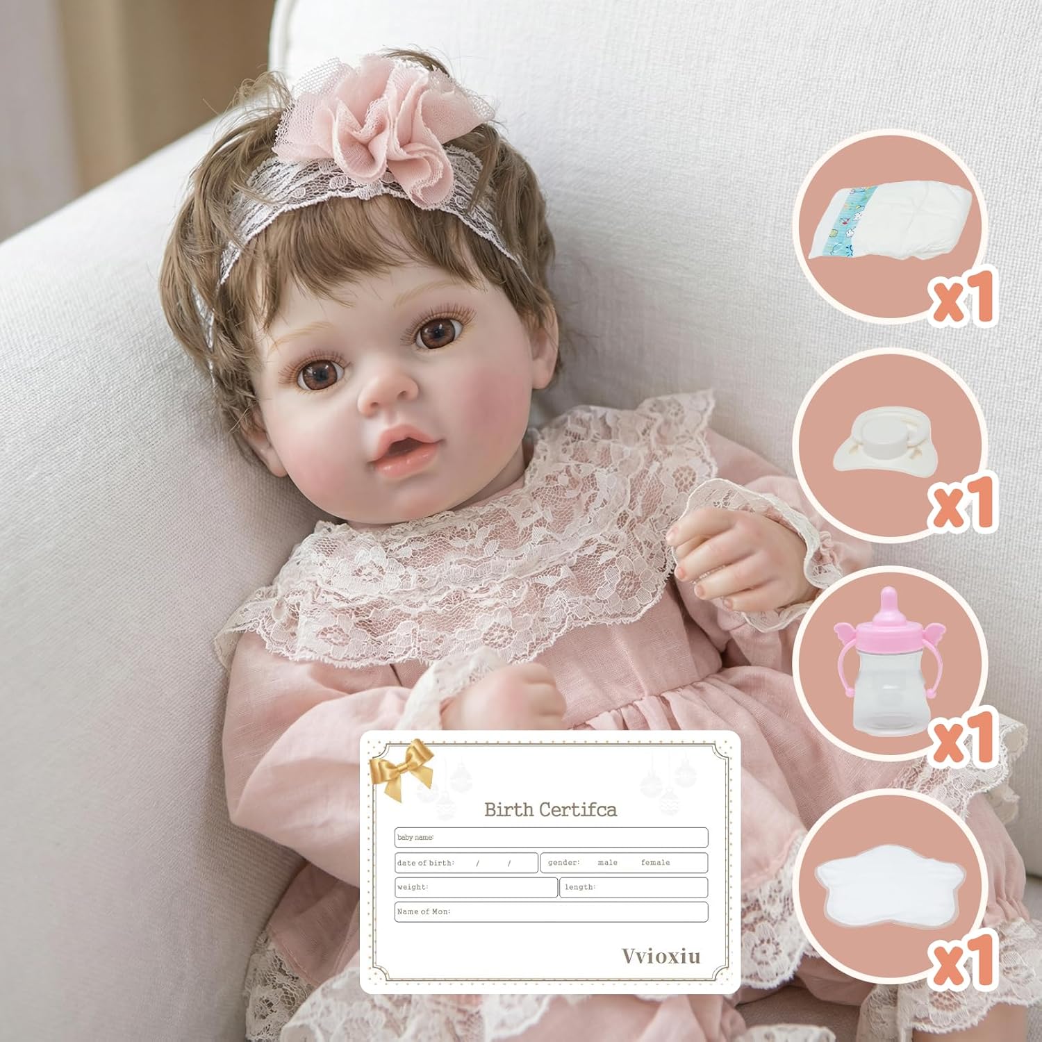 20inch Realistic Cute Baby Doll, Lifelike Baby Dolls that Look Real, with Accessories, A Wonderful Gift for Kids at Least 3 Years Old, and Adult Doll Lovers/Collectors