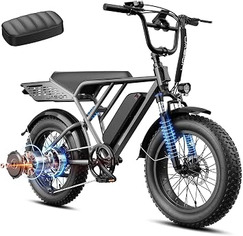 Jasion RetroVolt&Pro Electric Bike for Adults, 2000W/3000W Peak - 30/38MPH Electric Dirt Bike, 48V-52V, 13AH/20AH Battery, 70/90Miles Max Range Electric Motorcycle, 20 X 4 Fat Tire All-Terrain