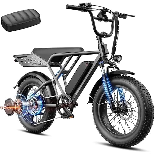 Jasion RetroVolt&Pro Electric Bike for Adults, 2000W/3000W Peak - 30/38MPH Electric Dirt Bike, 48V-52V, 13AH/20AH Battery, 70/90Miles Max Range Electric Motorcycle, 20'' X 4'' Fat Tire All-Terrain