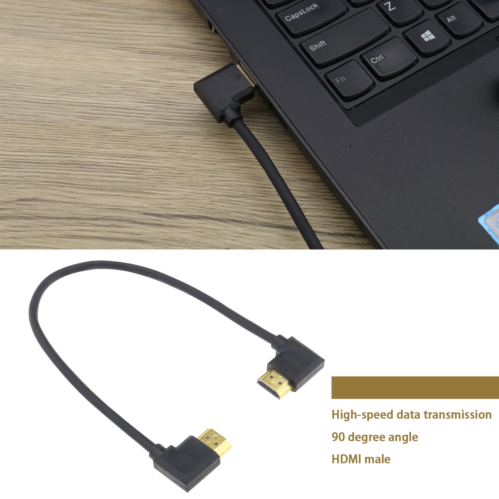 ECSiNG HDMI Cable Gold Plated High Speed 90 Degree Left to Right Angle HDMI Male Adapter Extension Cable for High-Definition TV Blu-Ray Player Projector - Image 2