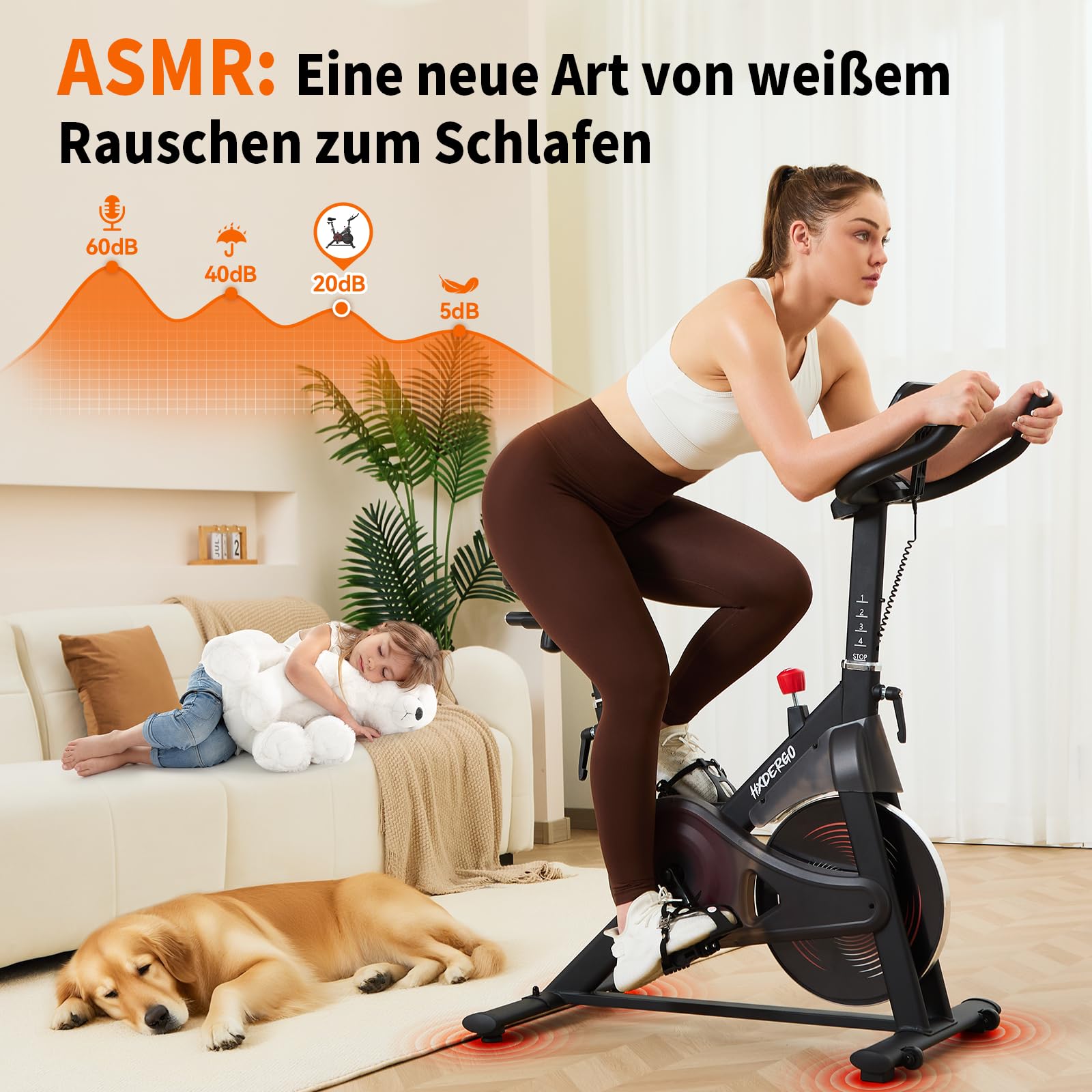 HXD-ERGO Heimtrainer Fahrrad mit Verstellbarem Widerstand, Leises Hometrainer Fahrrad mit Verbessertem LCD-Monitor, Tablet-Halter, Indoor Cycling Bike für Kardiotraining zu Hause, Bis 150KG