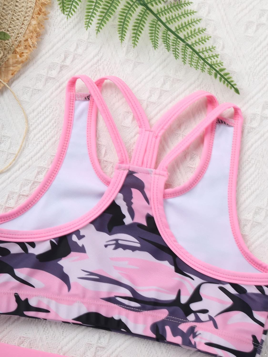 Linjinx Girls Two Pieces Athletic Swimsuits Crisscross Back Tank Top with Boyshorts Bottoms Set Tracksuit Swim Wear
