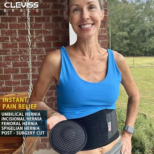 Miniatura 2 de Cinturón de hernia umbilical  Carpeta abdominal ergonómica ajustable con 2 almohadillas de compresión para hernias navales, ventrales, incisionales,