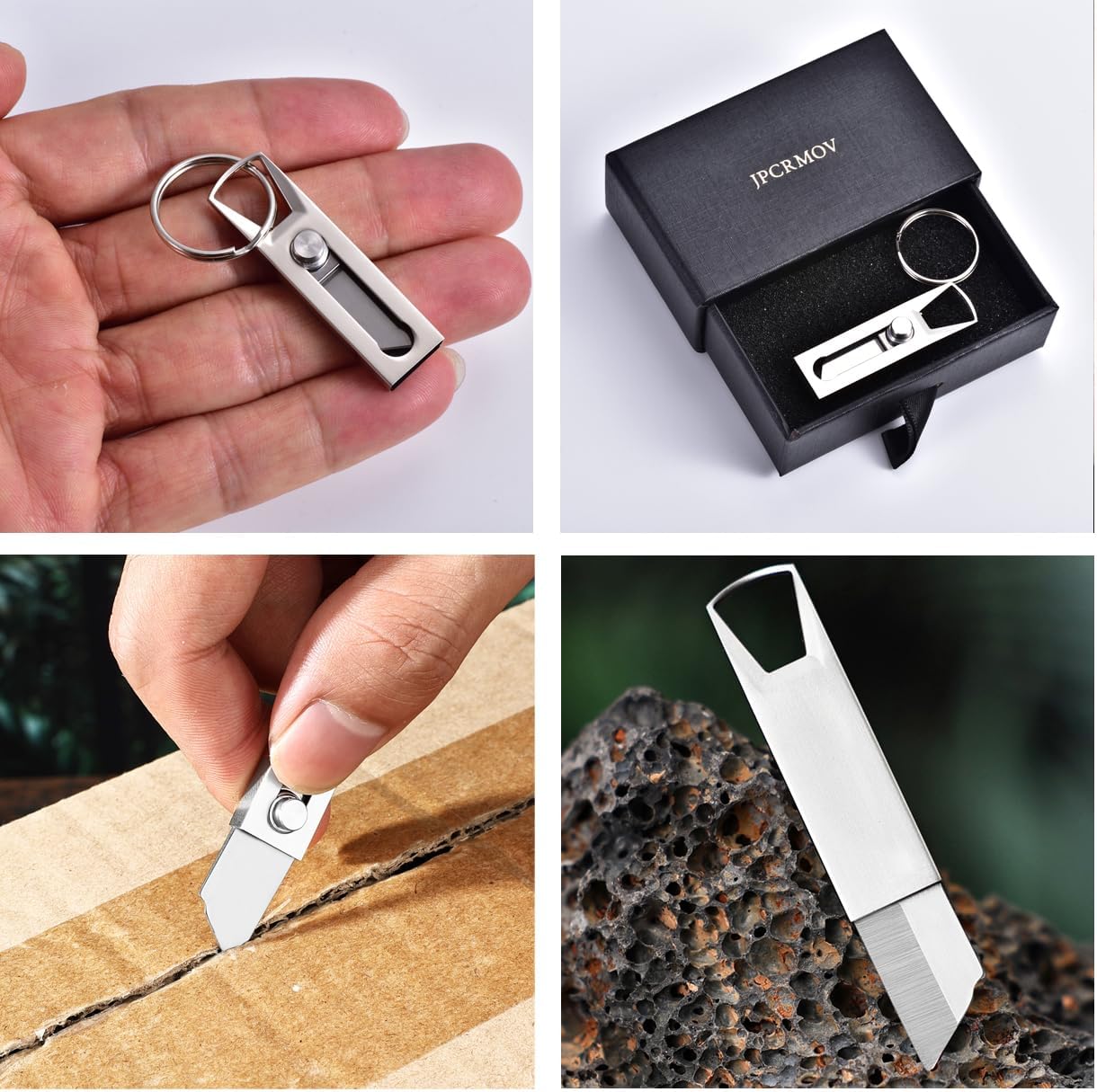 Mini Pocket Knife Keychain, Compact Utility Knife Box Cutter, Smooth Zinc Alloy Handle Perfect for Opening Packages/Boxes