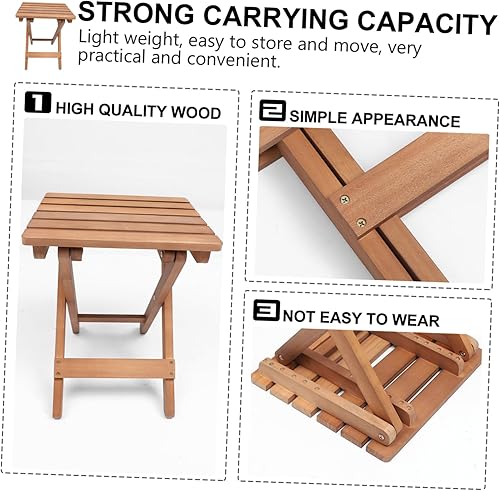 Miniatura 5 de Chic Solid Wood Long Strip Folding Chair Stool Kitchen Stool Portable Natural Wood