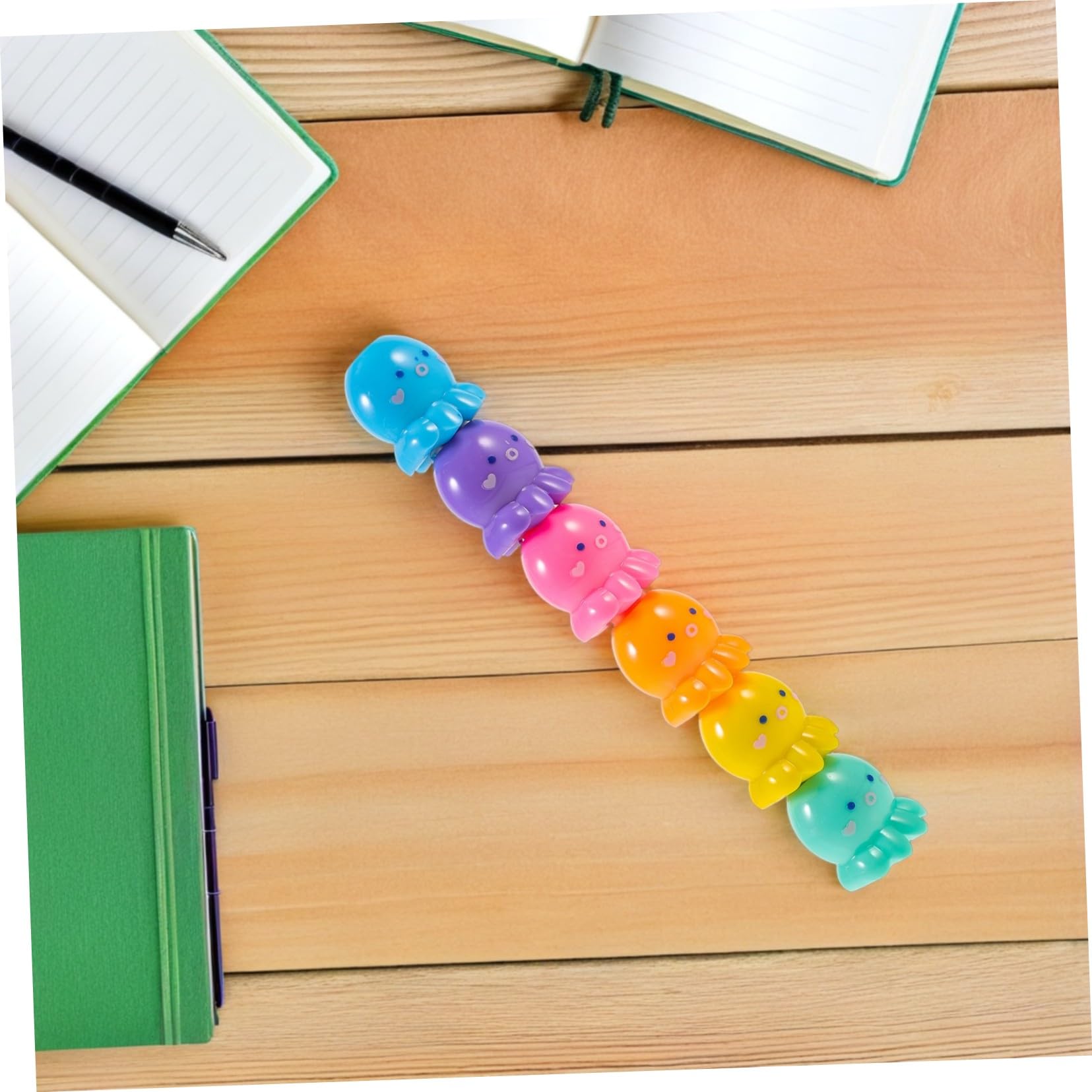 Gatuida 2 Set Mini Evidenziatori Fluorescenti Colorati di Polpo Penne Impilabili in Plastica Leggera per Scrittura e Artigianato per Studenti e Scolastico