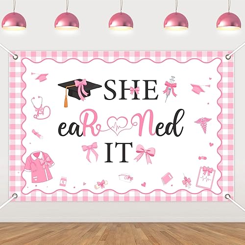 Kreatwow Nurses Week Decorations 2026 Nurse Graduation Backdrop 6.88 * 4.92ft Pi