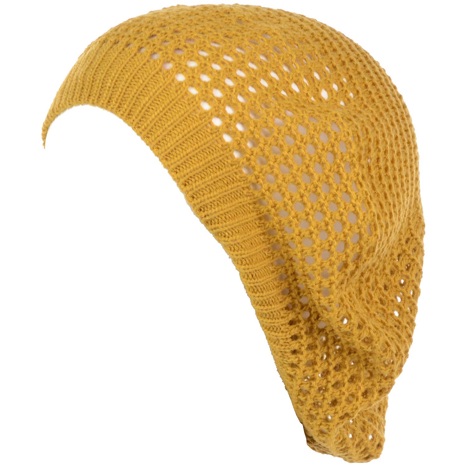 BYOS Women’s Chic Cutout Open Net Knit Lightweight Slouchy Crochet Beret Hat