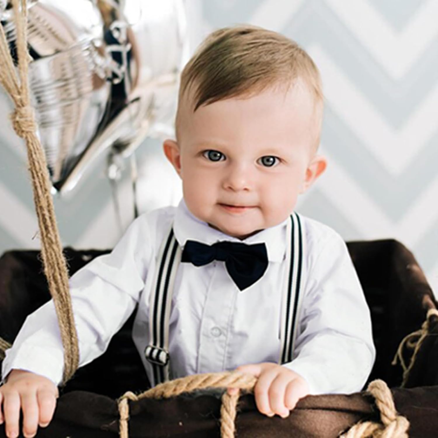 SOBOWO Infant Baby Boy Formal Dress Shirt Bodysuit Long Sleeve Button Up One-Piece Collar Romper Jumpsuit Wedding Party 0-24M - Image 4