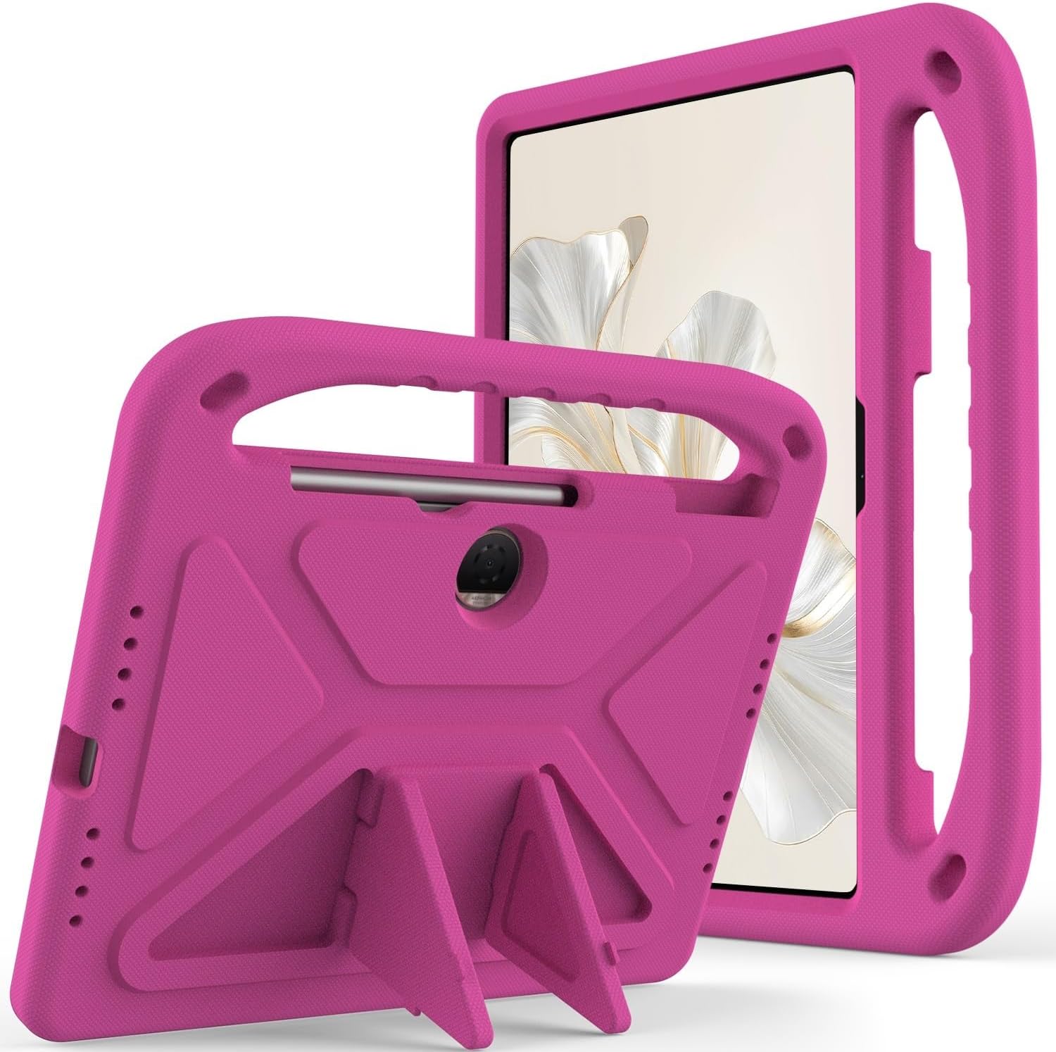 Kids Case for Huawei Honor Pad 9 (12.1"),Rugged Lightweight EVA Shockproof Protective Case,Handle Stand Heavy Duty Tablet Cover (Rose Red)