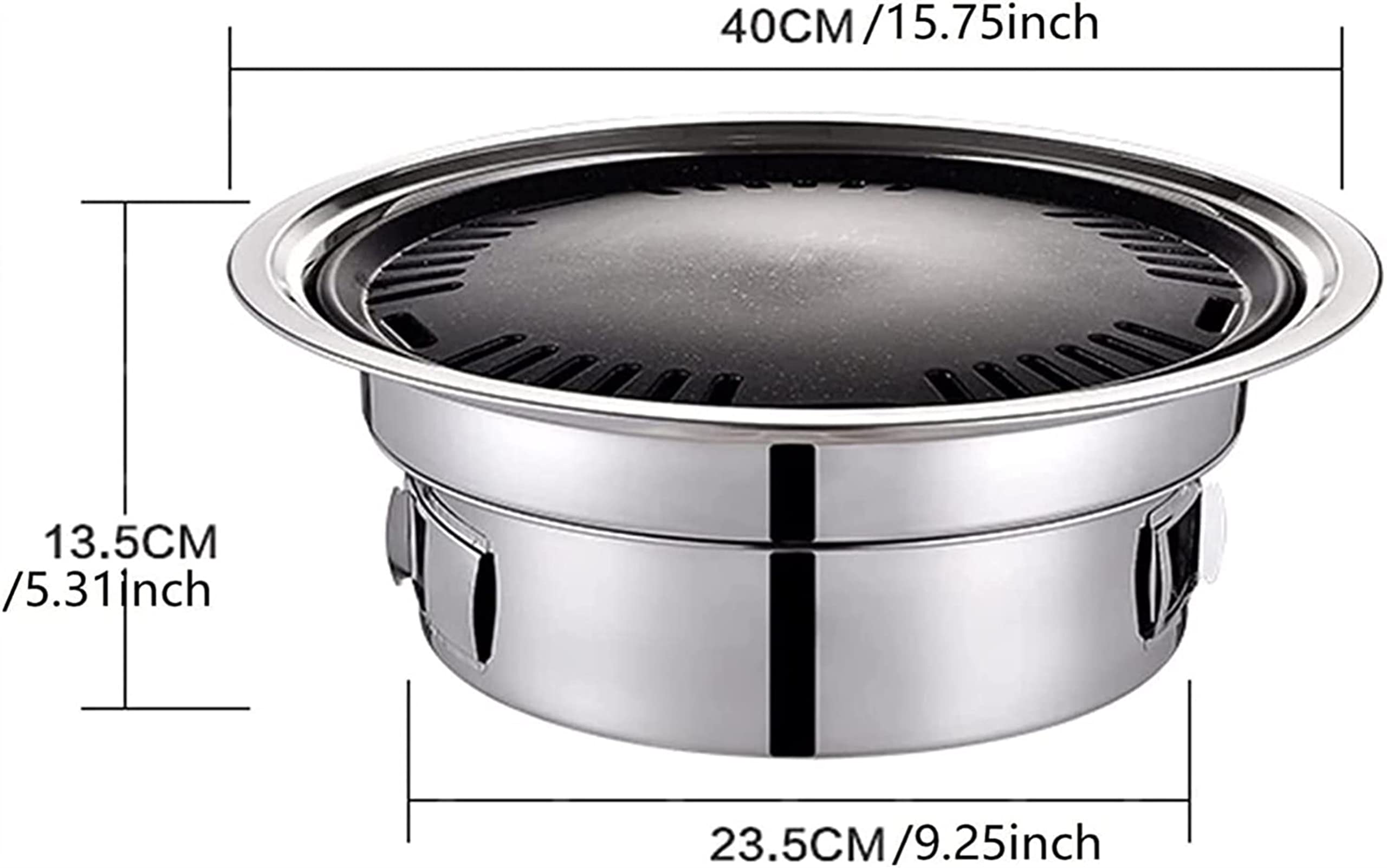 Przenośny Grill Stołowy, Grill W Stylu Koreańskim, Kuchenka Grillowa Ze Stali Nierdzewnej, Kuchenka Kempingowa Na Świeżym Powietrzu, Grill Węglowy, Okrągły Grill, Grill Wewnątrz I,15.75inch