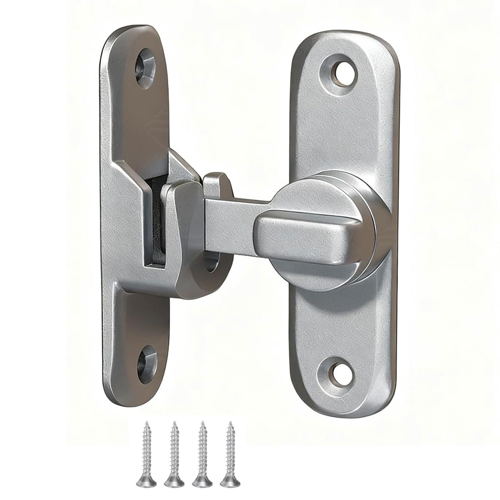 Sliding Door Lock Flip Door Latch 90/180 Degree Barn Door Lock Right Angle Door Lock Latch Hardware Portable Security Door Lock Latch for Kitchen Cabinet Push/Sliding/Barn Door (Silver)