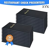 Vista 4 de Presentadores de cheques para restaurantes, paquete de 20 tarjeteros de 10 x 5.5 pulgadas con impresión dorada de agradecimiento para restaurantes