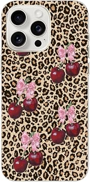 Manitoba iPhone 15 Pro Max Uyumlu Leopar Desenli, Fiyonk ve Elma Bask l   effaf Silikon Telefon K l f