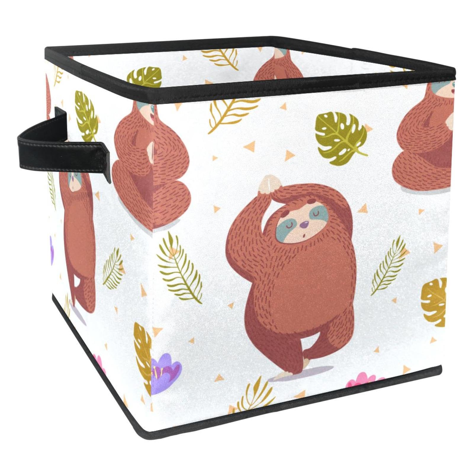 Boîte de rangement pliable cube en tissu motif paresseux pour placard