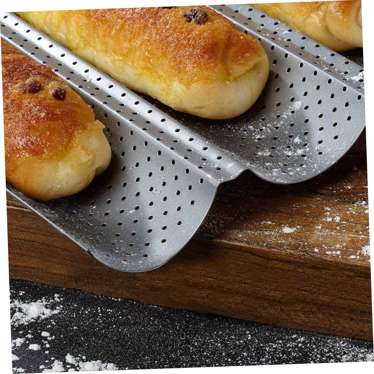 ABOOFAN Non Stick Baking for Baguettes Slot Wavy Bread Rack Easy to Clean Bakeware for Home Kitchen and Restaurants Silver