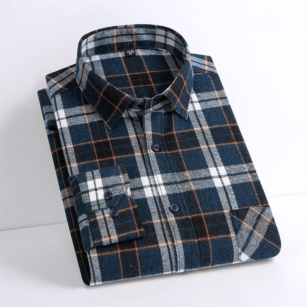 Camicia In Cotone A Maniche Lunghe Da Uomo,Camicia Casual A Maniche Lunghe Da Uomo, Camicia Di Flanella A Maniche Lunghe Da Uomo Regular Fit Con Taschino Sul Petto Camicia Casual A Quadri In Cotone