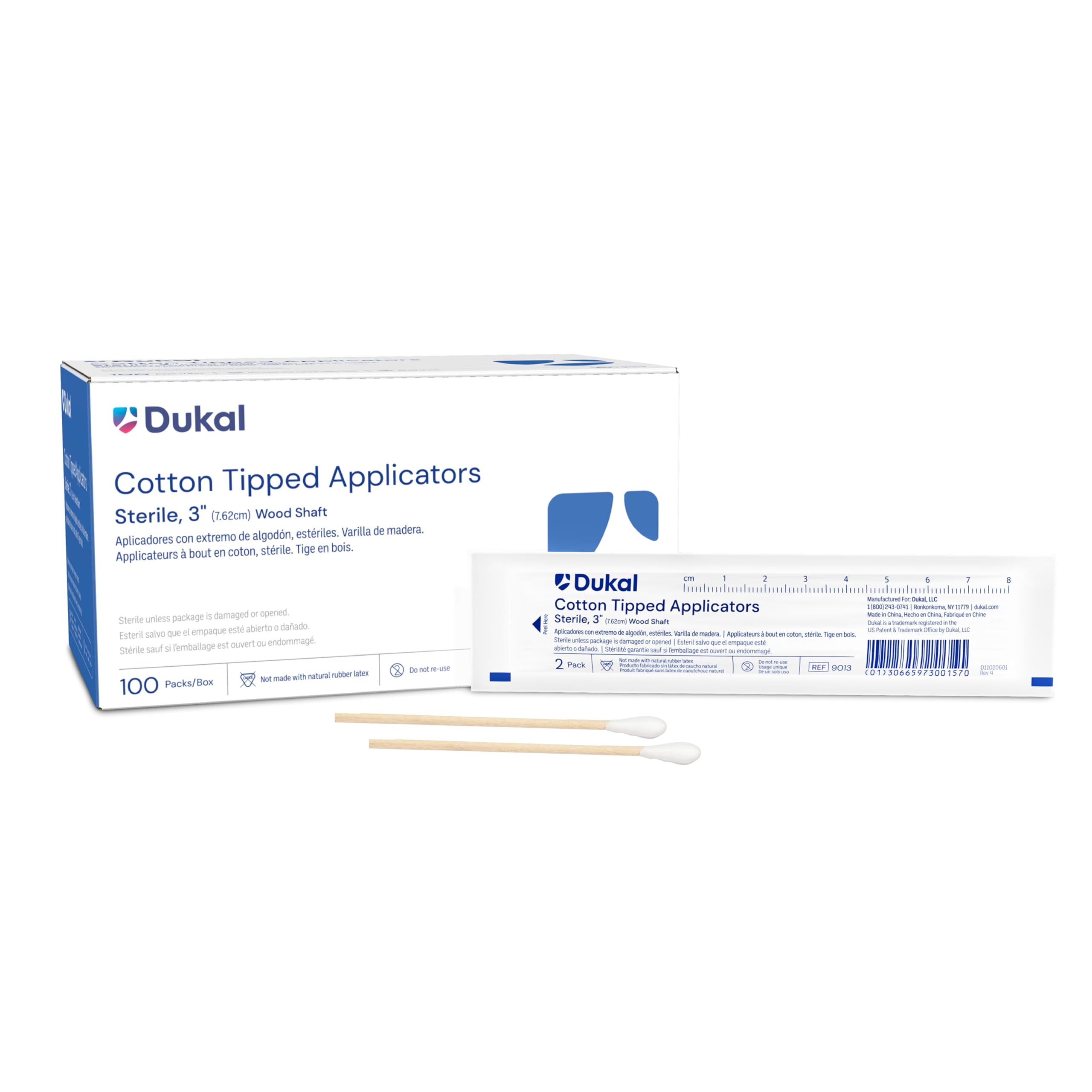 Dukal Applicatore con punta in cotone, sterile, 7,6 cm (200 scatole da 10) (confezione da 2000)