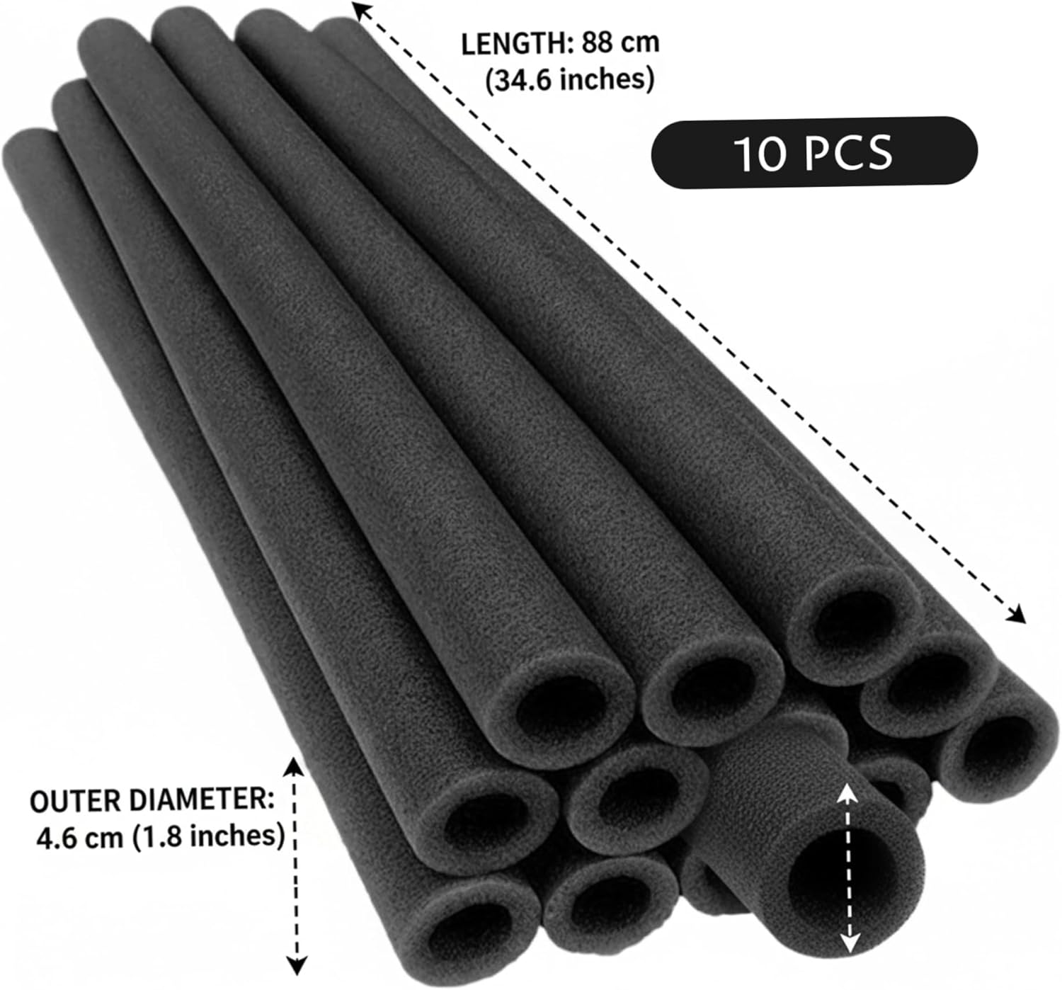 Trampoline Pole Covers, 10PCS 35 Inch Trampoline Poles Replacement, Waterproof PE Foam Replacement Trampolines Parts for Indoor and Outdoor