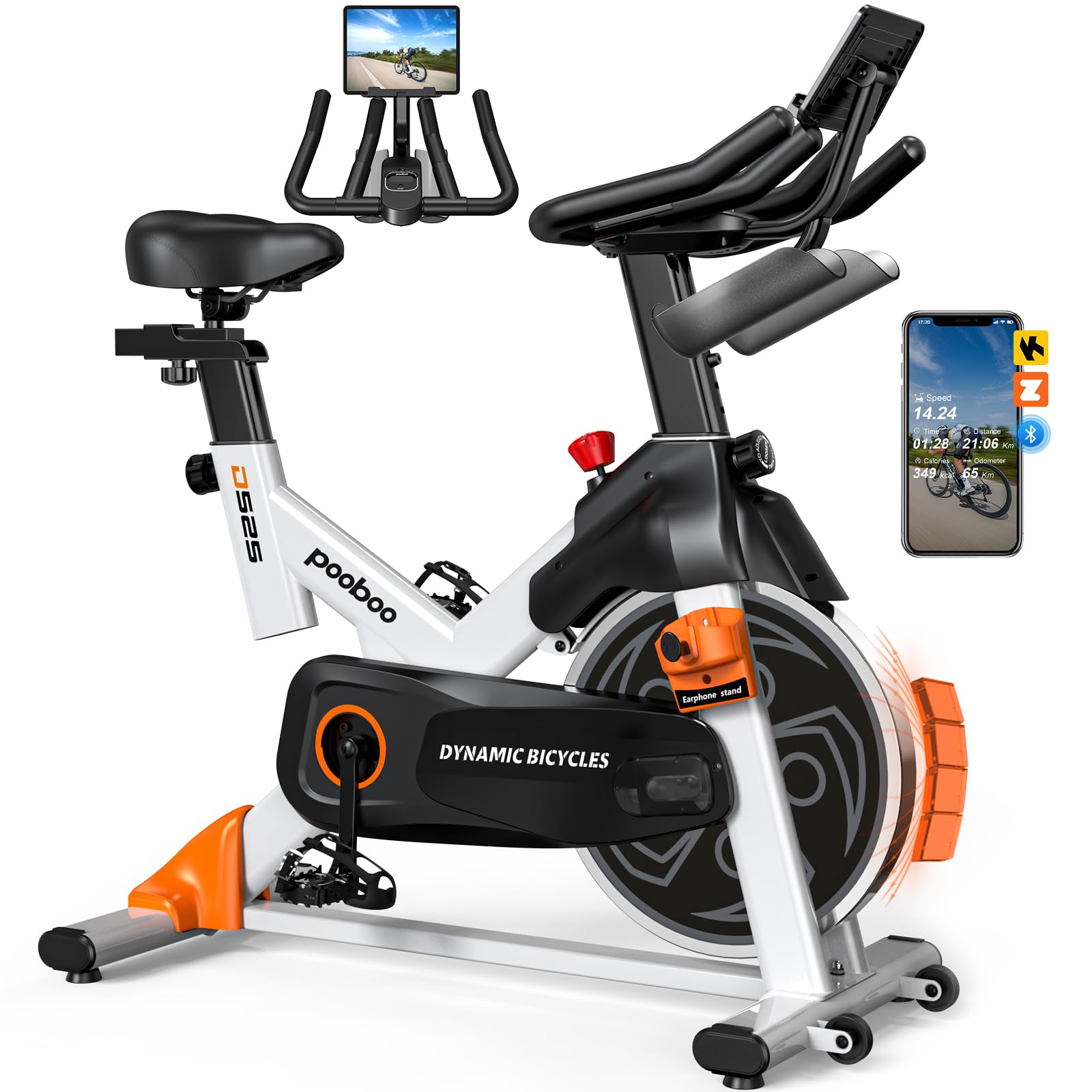 pooboo Exercise Bike, Adjustable Magnetic/Brake Pad Resistance Silent Belt Drive, Indoor Cycling Bike for Home Cardio, Fitness Stationary Bike with 350lbs/300lbs Weight Capacity &Upgraded Version Seat