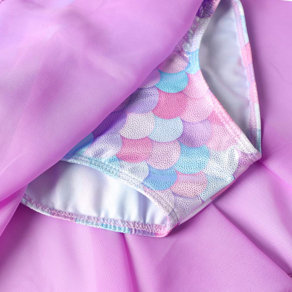 Leotardos de gimnasia para niñas con falda, tutú de ballet, vestido de danza para niños pequeños, manga con vuelo, ropa de baile de sirena para gimnasia de 2 a 11 años