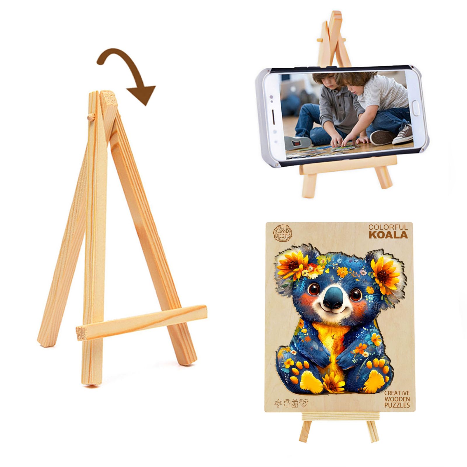Holzpuzzle Erwachsene,Bunter Koala Holzpuzzle,Unregelmäßige Einzigartige Puzzle, Wooden Puzzle Mit Geschenkbox,Holz Puzzle Geschenke für Erwachsene (34 * 29.7cm)