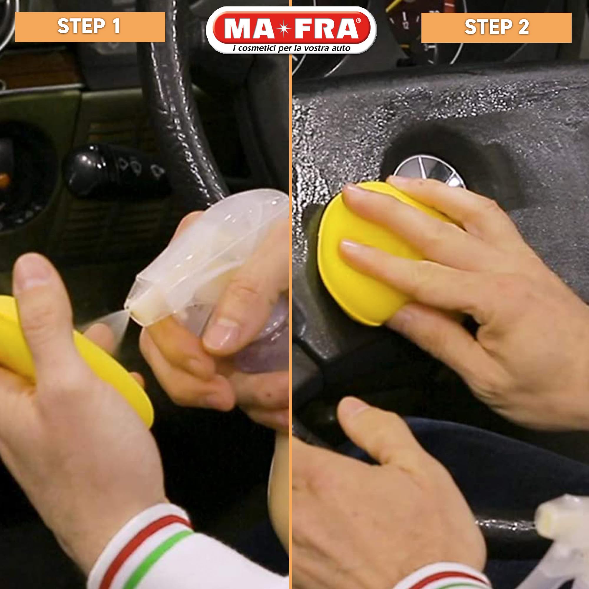 Ma-Fra Trattamento 3in1 Plastiche, Pulisce, Ravviva e Protegge Parti Interne dell'Auto, Ideale per Cruscotti e Guarnizioni, Crea Barriera Anti Raggi UV, Rallenta Formazione di Polvere, Formato 500ml