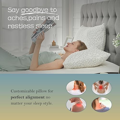 Miniatura 4 de KUSNUG Almohada de espuma viscoelástica triturada para dormir, almohadas refrescantes de cuerpo completo para adultos, almohadas ajustables suaves y