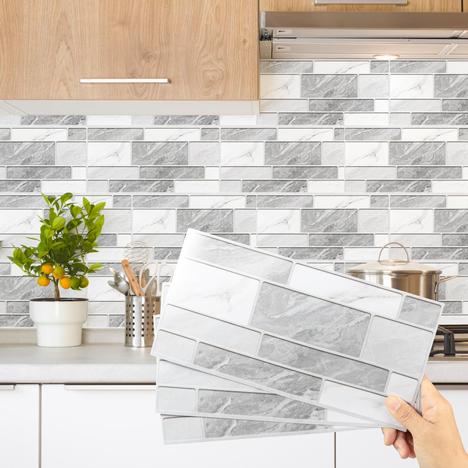 Decoroom Fliesenaufkleber Brick & Marmor Vinyl Selbstklebende Fliesenfolie | Spiegelfliesen Selbstklebend Spiegel zum Kleben