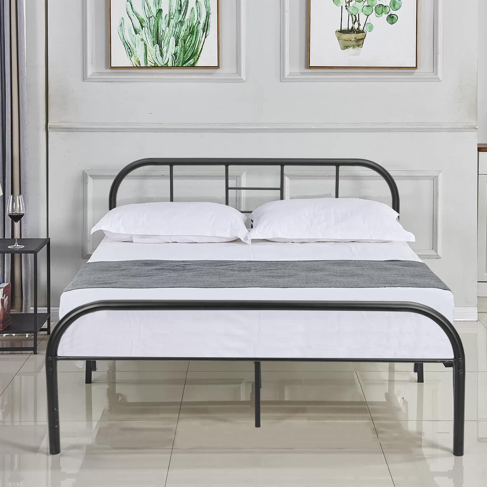 Holdfiturn Double Metal Bed Frame with Headboard 4ft6 Metal Iron — free download