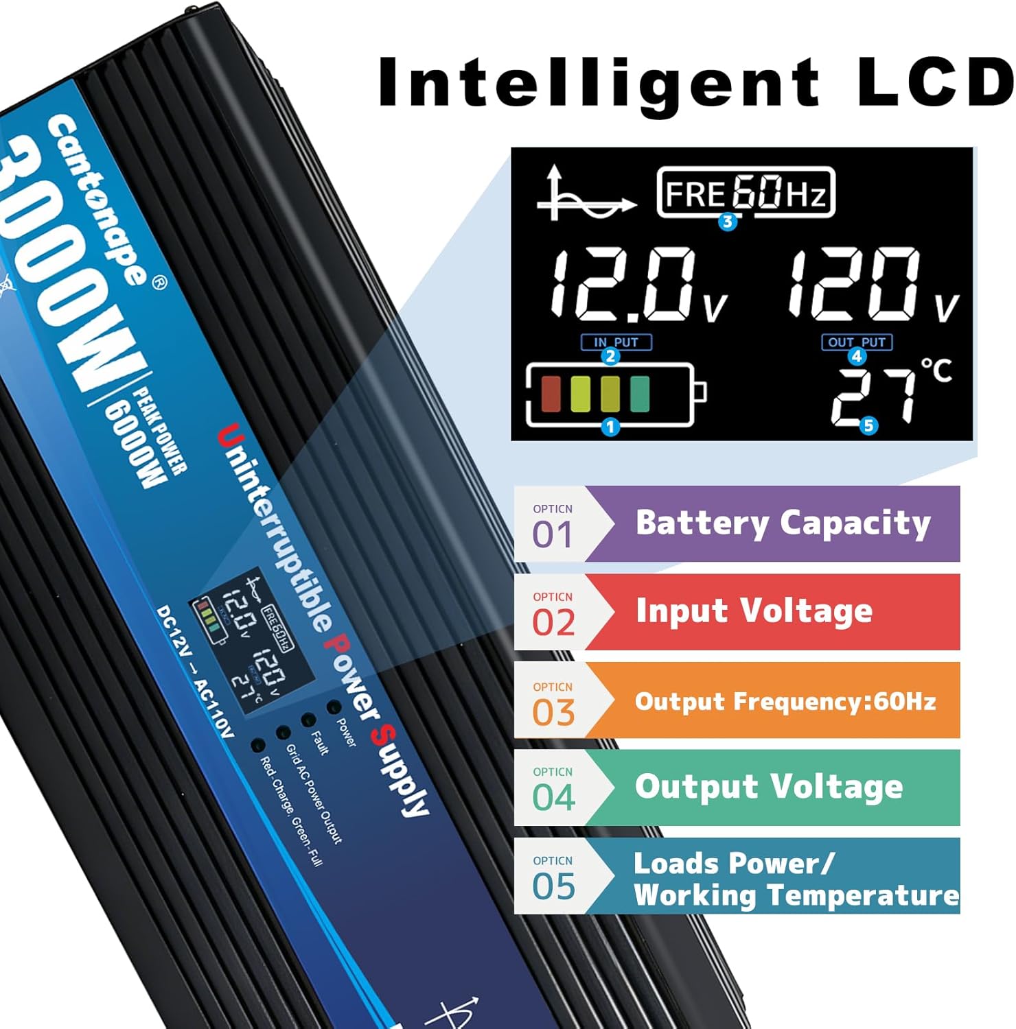 3000W Sump Pump Backup Battery System, Automatic Switching to Battery Inverter Power, Professional Backup System in Case of Power Failure, Pure Sine Wave Output