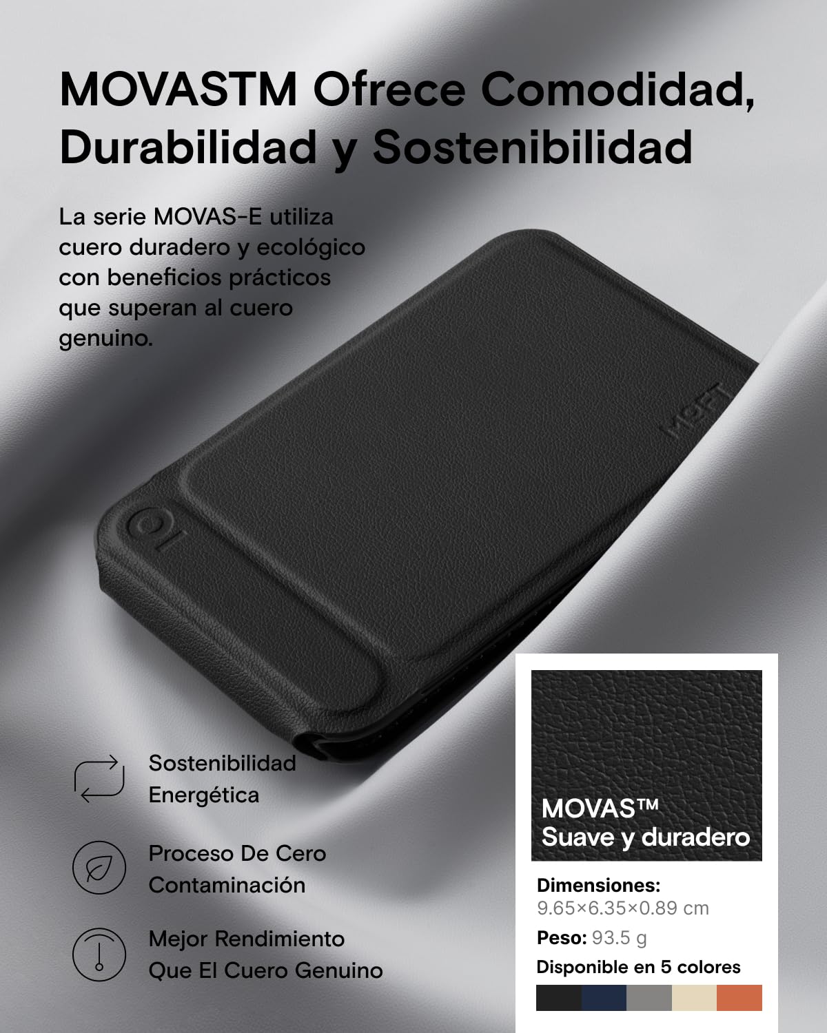 MOFT Tarjetero y Trípode Móvil, Trípode Smartphone Soporte Teléfono Compatible con Magsafe, MOVAS Tarjetero Plegable para Teléfono con Fuerte Magnetismo (Negro Azabache)