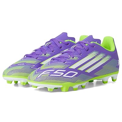 adidas Kids F50 Club Firm Ground/Multi Ground Cleats (Little Kid/Big Kid) Kids Shoes Purple Rush/White/Lucid Lemon