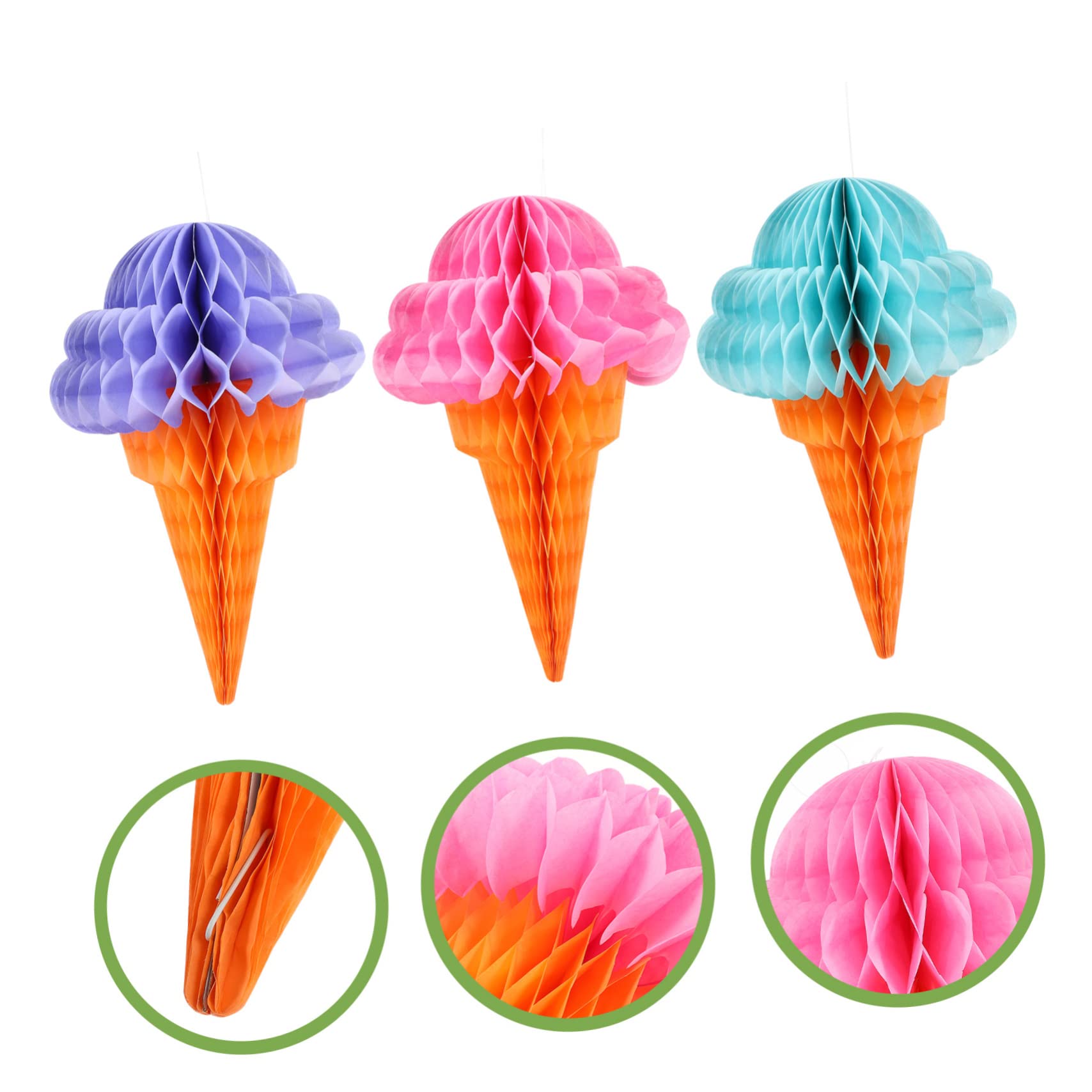 15stücke Hawaii Hängedekoration Eiscreme Form Honigwaben Für Sommerpartys Lebendige Farben Für Heimdekoration Und Fotohintergründe