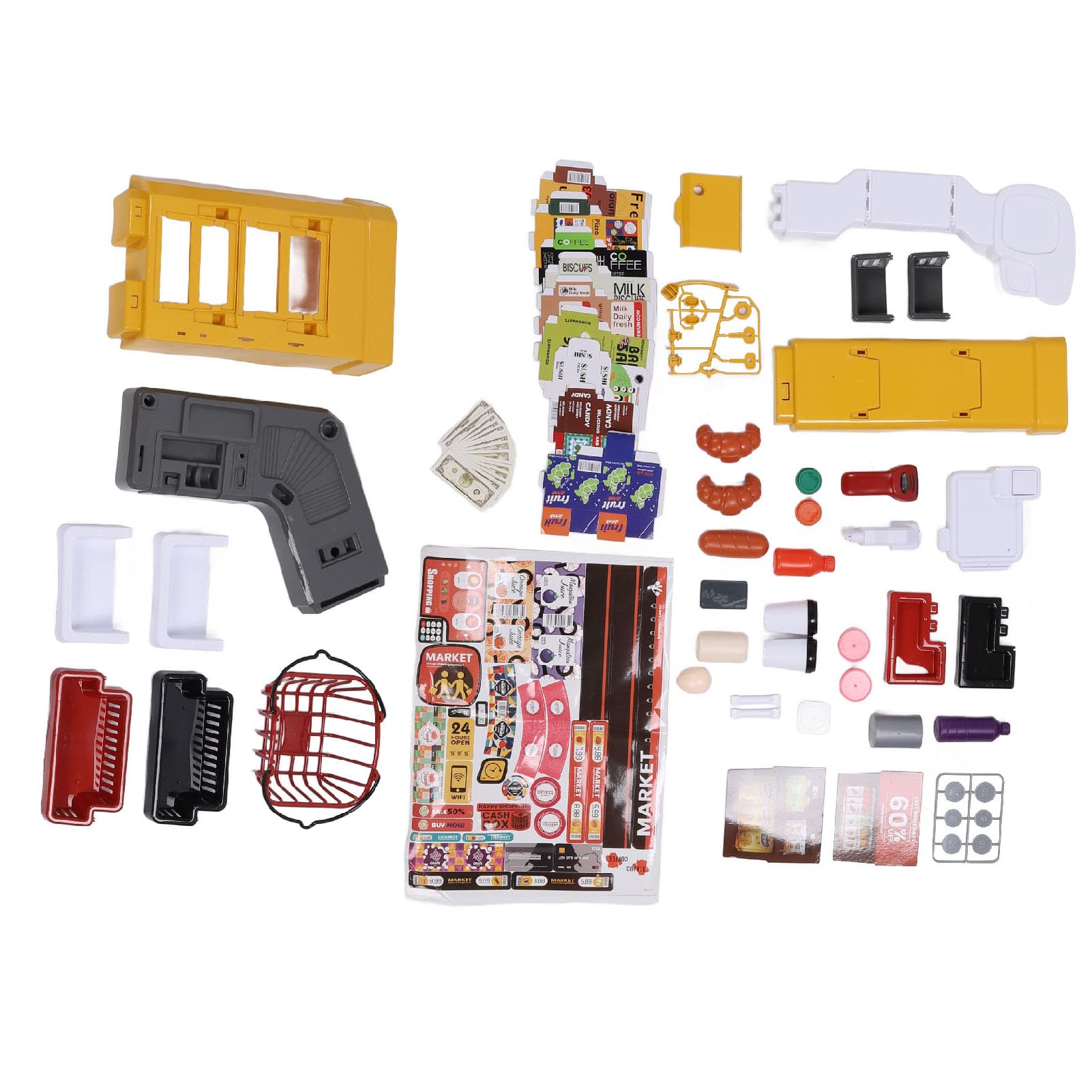 Alomejor Set da Gioco per Supermercato per Bambini, Carrello della Spesa Interattivo con Effetti Sonori e Luminosi, Gioco di Finzione, Giocattolo del Negozio di Alimentari per i più Piccoli